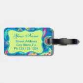 Turquoise Blue Green Modern Paisley Pattern Bagagelabel (Achterkant horizontaal)