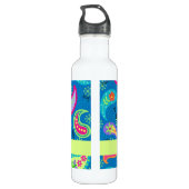 Turquoise Blue Green Modern Paisley Pattern Waterfles (Achterkant)