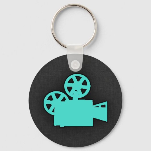Turquoise; Blue Green Movie Camera Sleutelhanger (Voorkant)
