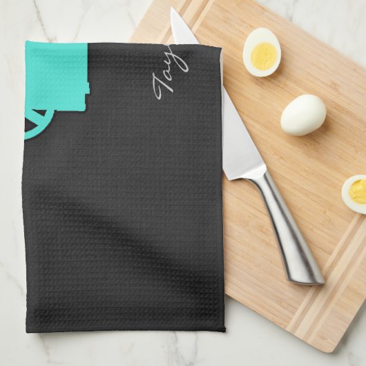 Turquoise; Blue Green Movie Camera Theedoek (Quarter Fold)