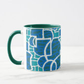 Turquoise, Blue, Green White Ringer Coffee Mok (Links)