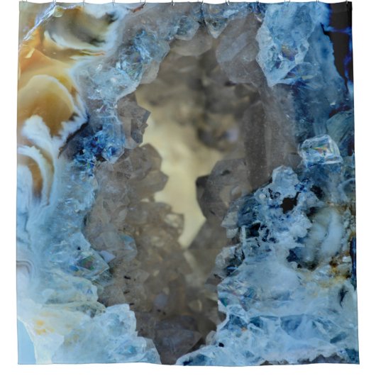 Turquoise Blue Grey Cream Geode Crystals Afbeeldin Douchegordijn (Voorkant)