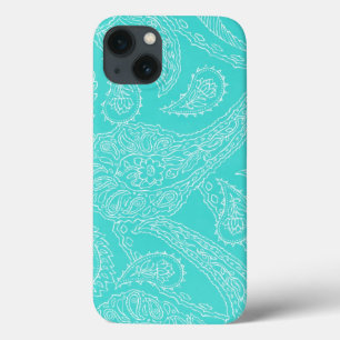 Turquoise blue henna  paisley girly floral iPhone 13 hoesje
