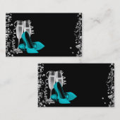 Turquoise Blue High Heel Chaussure Cartes de visit (Devant / Derrière)