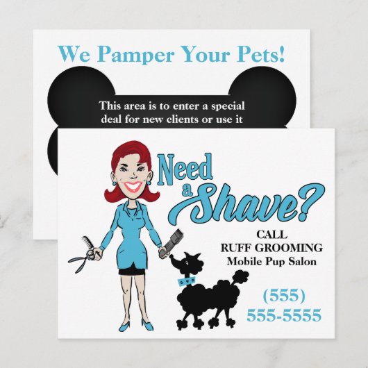 Turquoise Blue Humorous Need A Shave Groomer Posts Briefkaart (Voorkant / Achterkant)