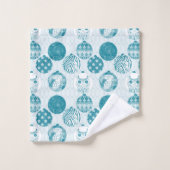 Turquoise , Blue , kerstpatroon Bad Handdoek (Wasdoekje)