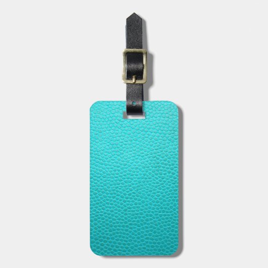 Turquoise Blue Leather Textern Pattern Bagagelabel (Voorkant verticaal)