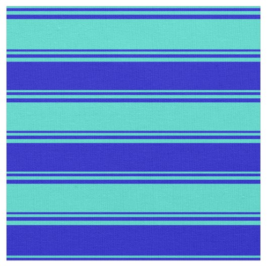 Turquoise & Blue Lines Pattern Stof (Close Up)