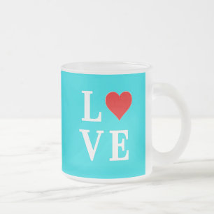 Turquoise Blue LOVE Modern Stijlvol Matglas Koffiemok