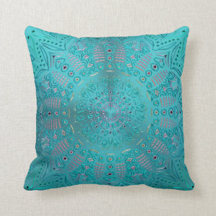 Turquoise Blue Mandala Kussen
