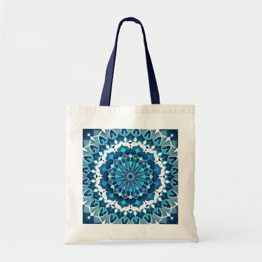 Turquoise Blue Mandala Tote Bag (Voorkant)