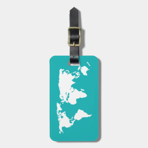 turquoise blue map bagagelabel