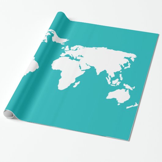 turquoise blue map cadeaupapier (Uitgerold)