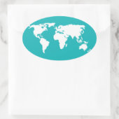 turquoise blue map ovale sticker (Tas)