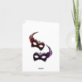 Turquoise Blue Mardi Gras Masques Merci Cartes (Dos)