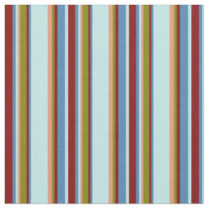 Turquoise, Blue, Maroon, Green & Dark Salmon Lines Stof