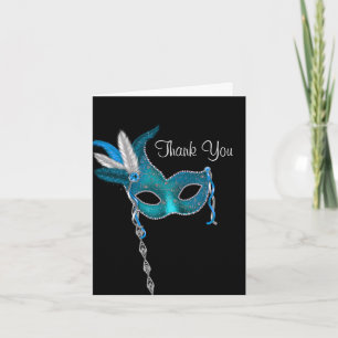 Turquoise Blue Masquerade Party Merci Cartes