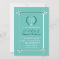 Turquoise Blue Medieval Wedding Invitation