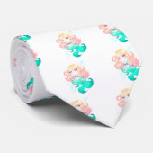 Turquoise Blue Mermaid Stropdas (Opgerold)