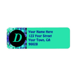 Turquoise Blue Monogram Etiket
