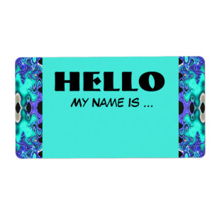 Turquoise Blue name badge Etiket