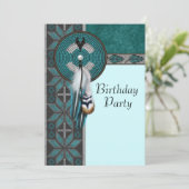 Turquoise Blue Native American verjaardagsfeest Kaart (Staand voorkant)