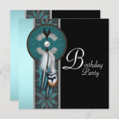 Turquoise Blue Native American verjaardagsfeest Kaart (Voorkant / Achterkant)