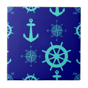 Turquoise Blue Nautical Coastal Boating Tegeltje