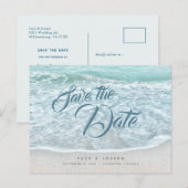 Turquoise Blue Ocean Beach Save the Date Aankondigingskaart (Voorkant / Achterkant)
