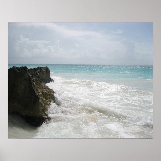 Turquoise Blue Ocean met Foamy Waves Seascape Poster (Voorkant)