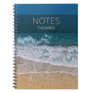 Turquoise Blue Ocean Sandy Beach Typografie Notitieboek