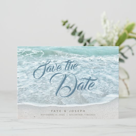 Turquoise Blue Ocean Save the Date Kaart (Staand voorkant)