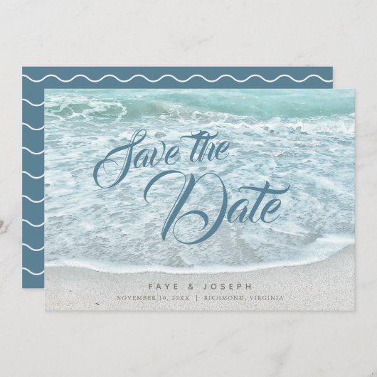 Turquoise Blue Ocean Save the Date Kaart (Voorkant / Achterkant)
