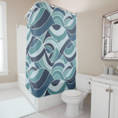 Turquoise & Blue Ocean Waves Douche rideau (En situation)