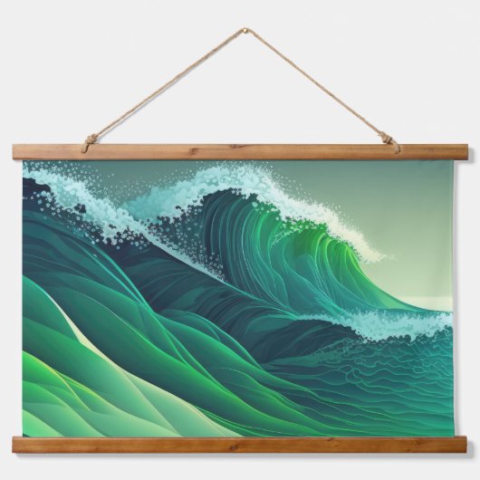 Turquoise Blue Ocean Waves Hangend Wandkleed (Voorkant)