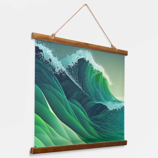 Turquoise Blue Ocean Waves Hangend Wandkleed (Gebogen)