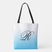 Turquoise Blue Ombre boven elke kleur met monogram Draagtas (Achterkant)