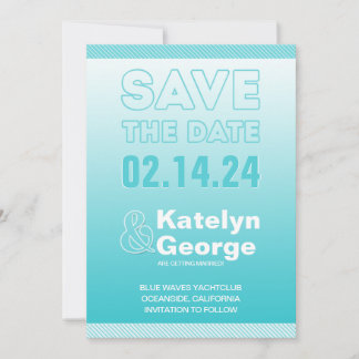 Turquoise Blue Ombre Enregistrer la carte Date