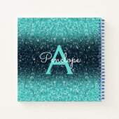 Turquoise Blue Ombre Parties scintillant et carnet (Dos)