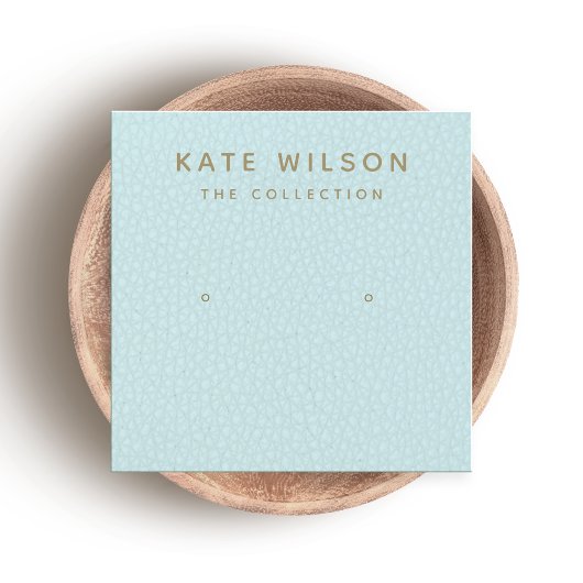 Turquoise Blue Ombre Stud Earring Display Card Vierkante Visitekaartjes