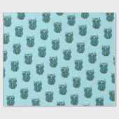Turquoise Blue Owls Cadeaupapier (Vlak)