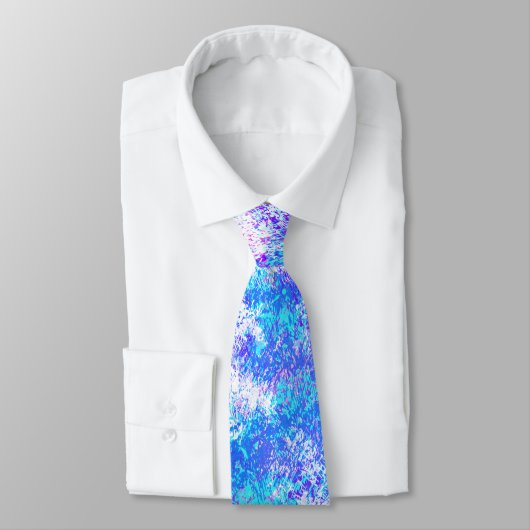 Turquoise Blue, Paars en White Abstract schilderen Stropdas (Gebonden)