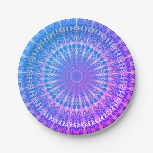 Turquoise Blue Paars Mandala Paper Bord (Voorkant)