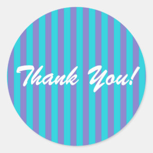 Turquoise Blue/Paars Stripe Ronde Sticker