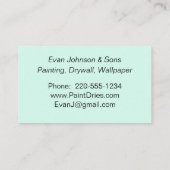 Turquoise Blue Paint Exemple Carte de visite (Dos)