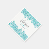 Turquoise-blue paisley lace servet (Hoek)