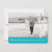 Turquoise Blue Paisley Peacock Hartelijk dank Bedankkaart (Achterkant)