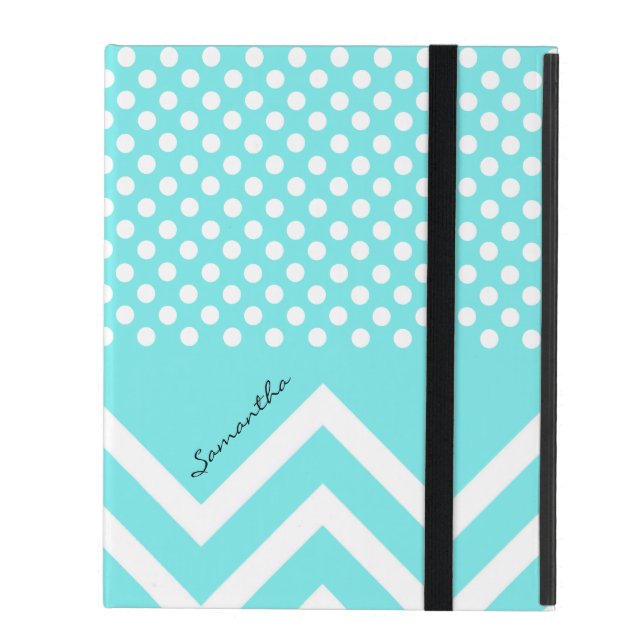  Turquoise Blue Pattern Custom iPad Case (Voorkant Dicht)