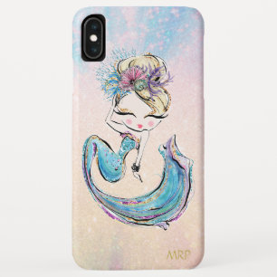 *~* Turquoise Blue Pink Gold Glitter Mermaid iPhone XS Max Hoesje