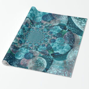 Turquoise Blue Pink Stars Kaleidoscoop ballonnen Cadeaupapier